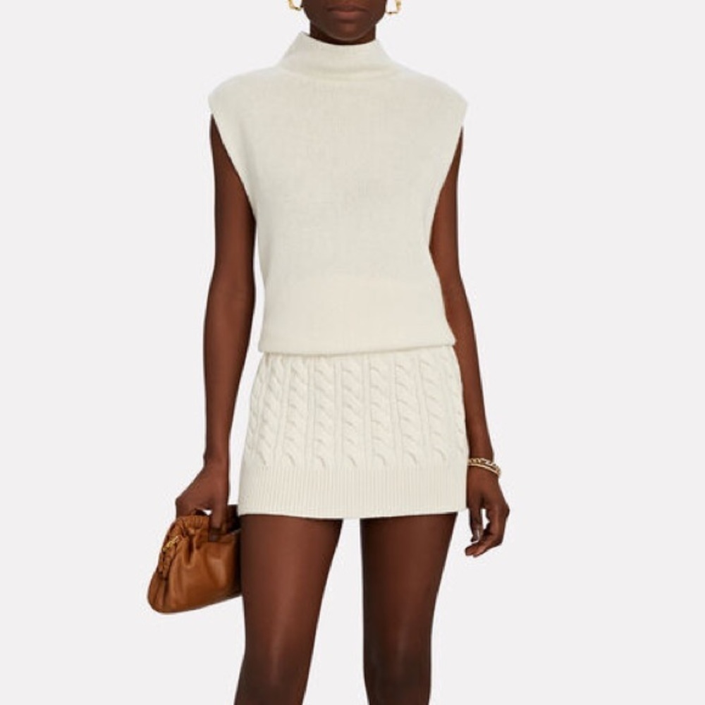 Christopher Esber Skirt Cable Knit Cashmere‎ Wool Blend Mini Sz L